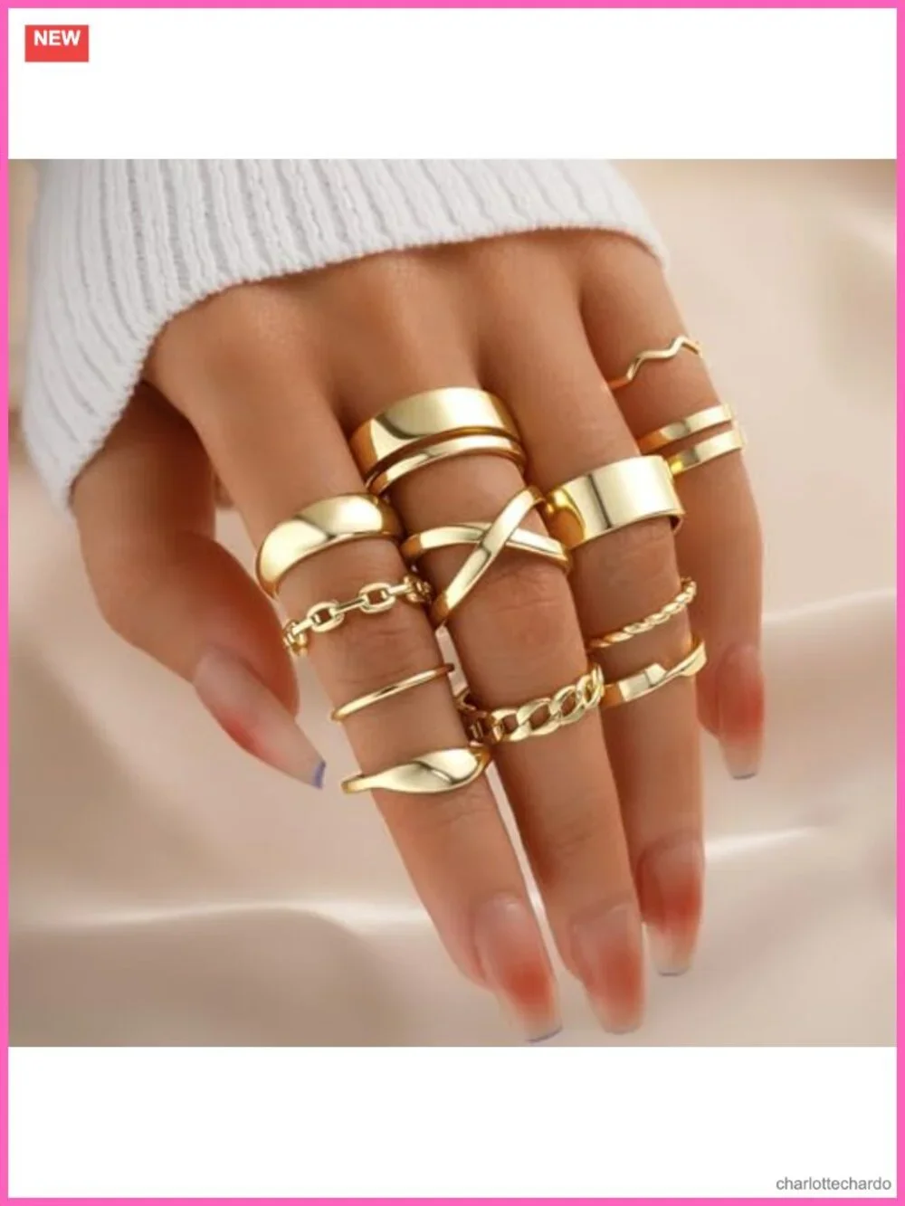 25 Piece Gold Knuckle Rings Set Stackable Chunky Midi Ring Pack